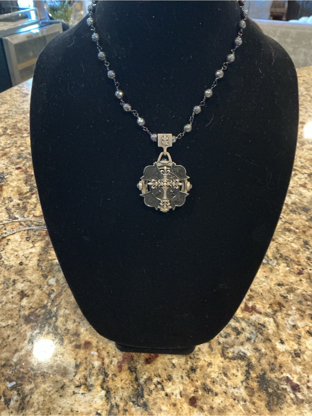 Ornate Silver-Tone Floral Medallion Necklace - Women Jewelry